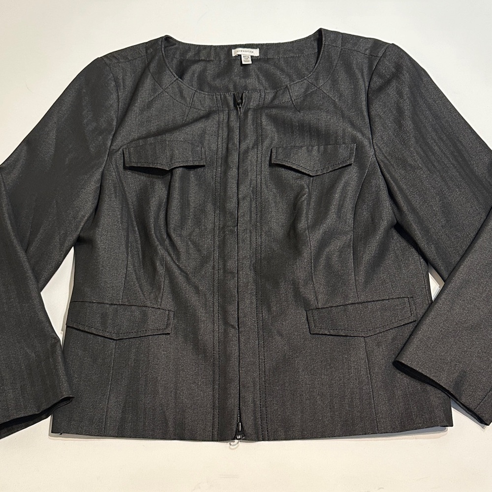 SEMANTIKS Women's Tone on Tone Stripe Zip Up Blazer